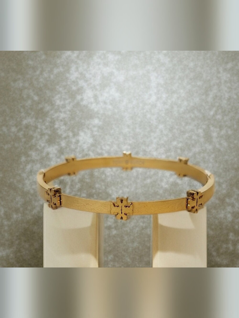 Tory Burch Gold Logo Link Hinged Bangle Bracelet
